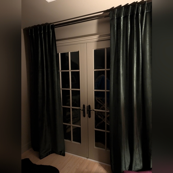 CB2 48"x96" Green Cotton Viscose Velvet Blackout Curtains, x4 Panels (2 sets) - Picture 13 of 13